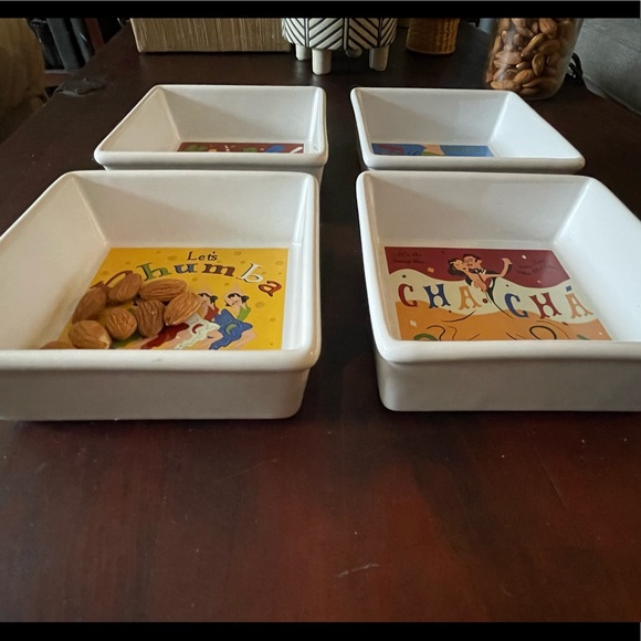 Vintage Set of 4 Latin dances Pottery Bran serving dishes Latin dances graphics. - Picture 9 of 13